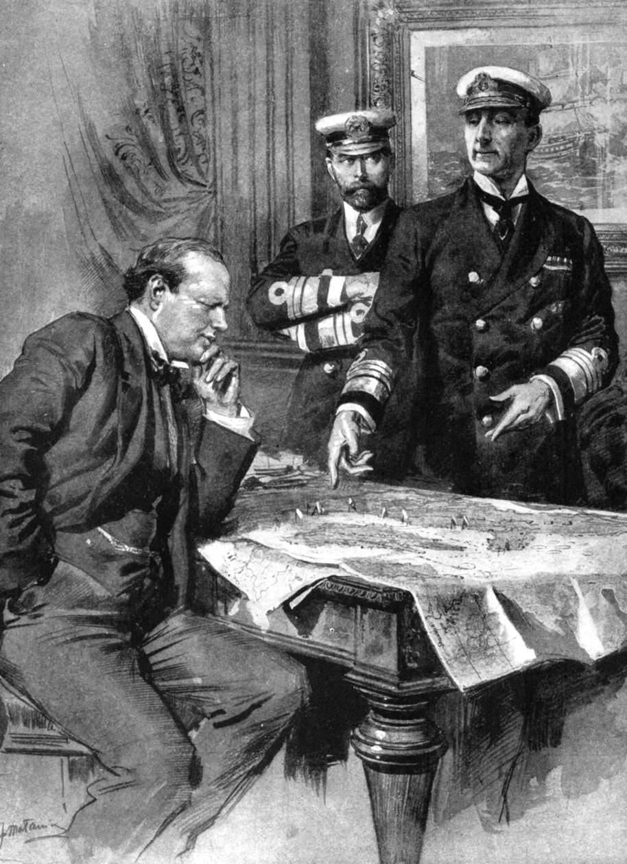Winston Churchill, Charles Madden ja Sir John Jellicoe, Ensimmäinen maailmansota, 1914 tekijältä Unbekannt