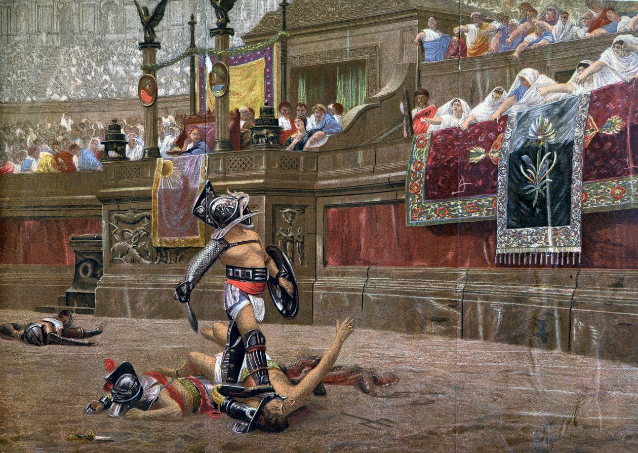 Kääntetyllä peukalolla, Pollice Verso, 1872 tekijältä Unbekannt