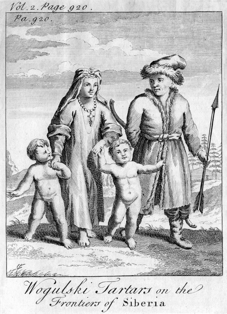 Wokulski-tatarit Siperian rajoilla, n. 1740 tekijältä Unbekannt