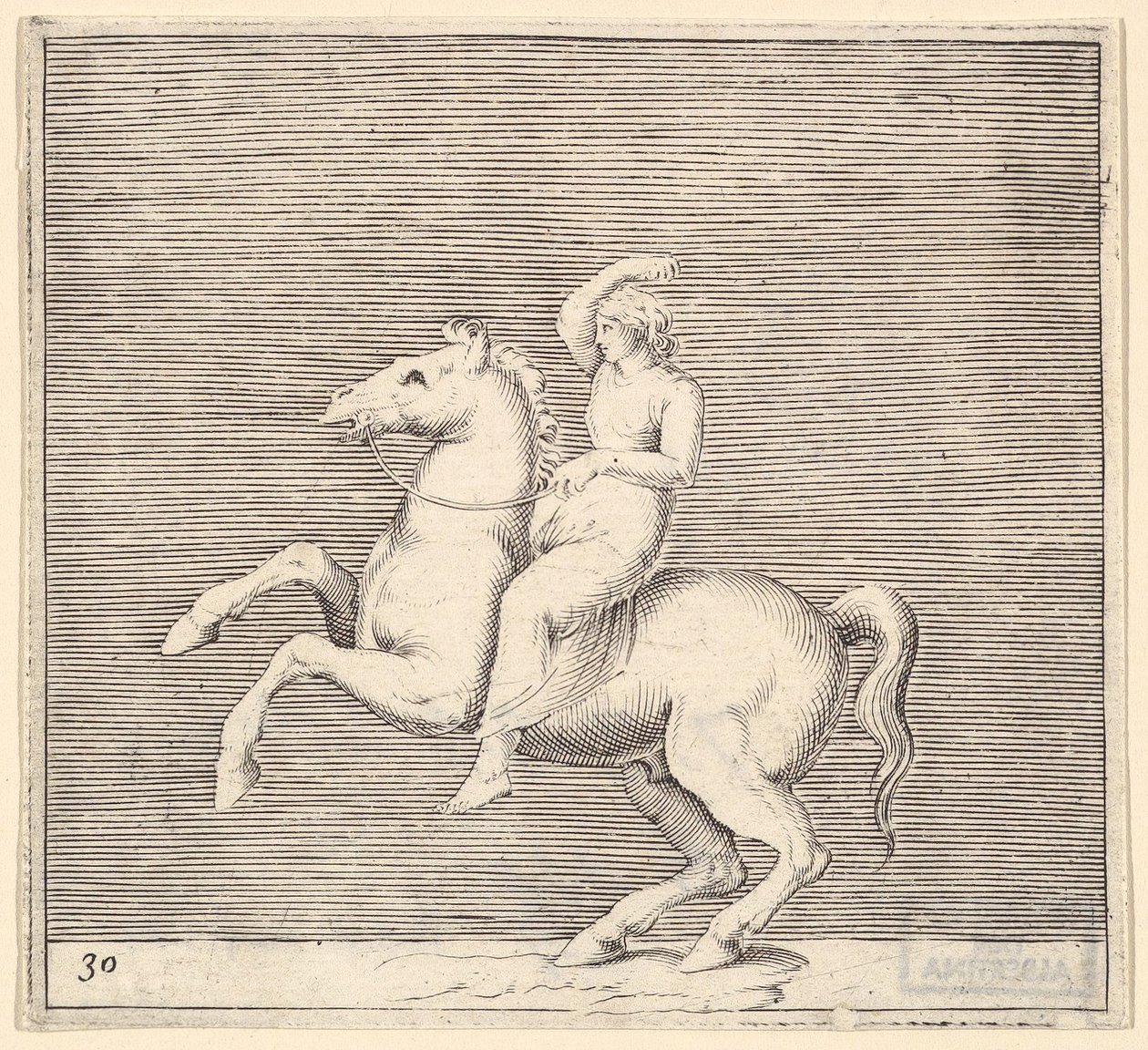 Woman on Rearing Horse, julkaistu n. 1599-1622. tekijältä Unbekannt