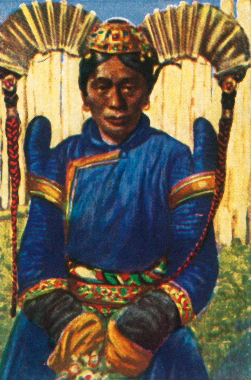 Nainen perinteisellä päähineellä, Mongolia, 1928. tekijältä Unbekannt