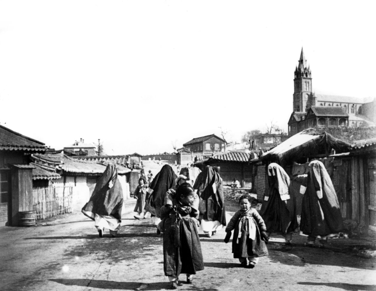 Naiset ja lapset, Nam San, Korea, 1900 tekijältä Unbekannt