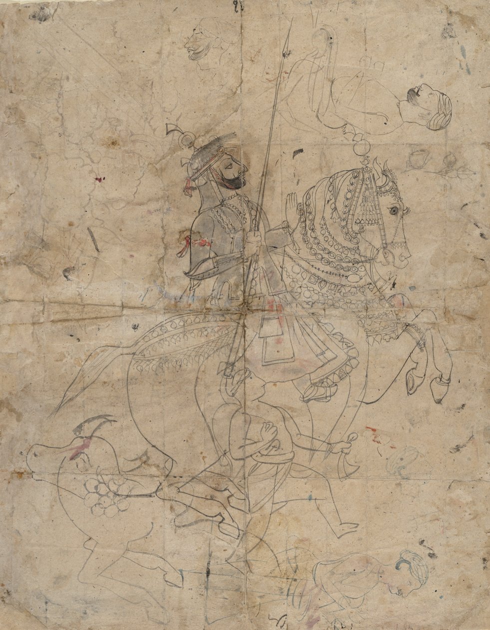 Brijnathanjin ja Swamini rectan palvonta, hevosurheilun muotokuva, K. 1800. tekijältä Unbekannt