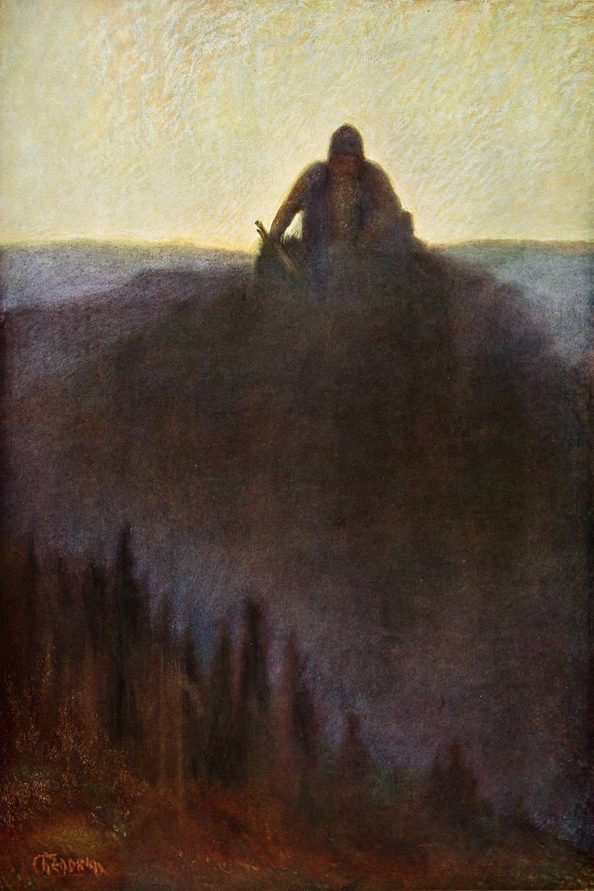 "Wotan odottaa Valhallassa loppua särkyneen keihään kanssa", 1906 tekijältä Unbekannt