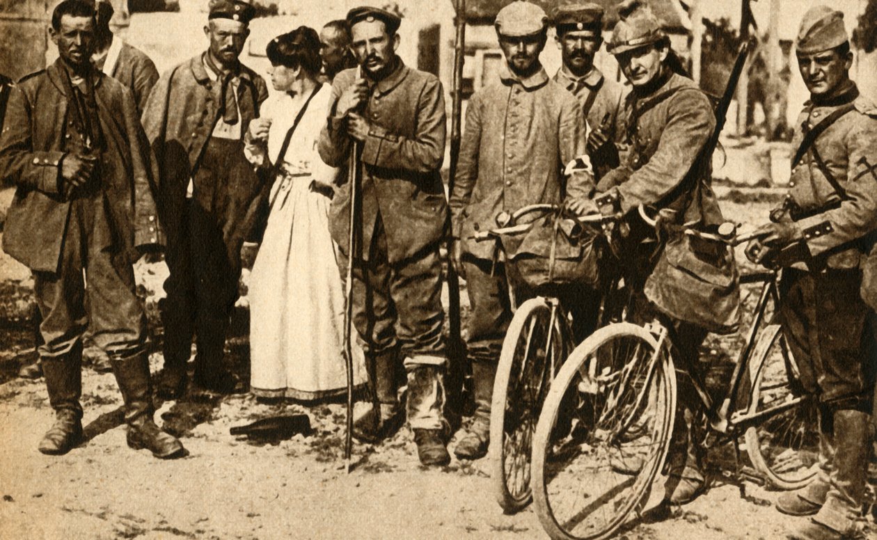 Haavoittuneita saksalaisia vankeja hoitaa Punainen Risti, Ranska, Ensimmäinen maailmansota, 1914-1918, 1933. tekijältä Unbekannt