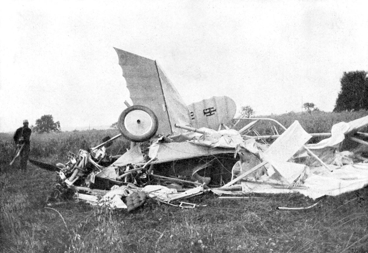 Lentokoneen hylky, jossa brittiläinen lentoluutnantti Warneford kuoli, 1915 tekijältä Unbekannt