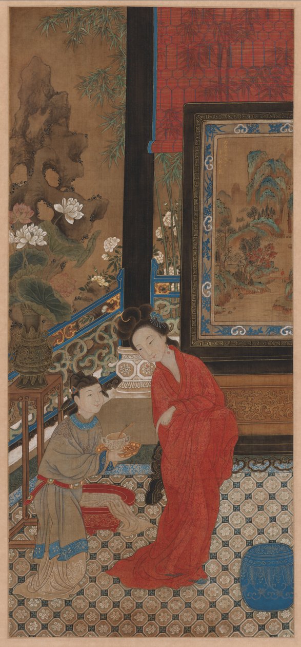 Yang Guifei lähtemässä kylpylästä, 1700-luku. tekijältä Unbekannt