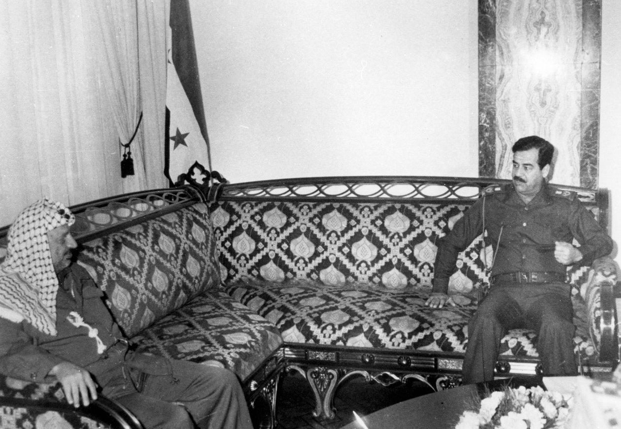 Yasser Arafat ja Saddam Hussein, Irak, 1987 tekijältä Unbekannt