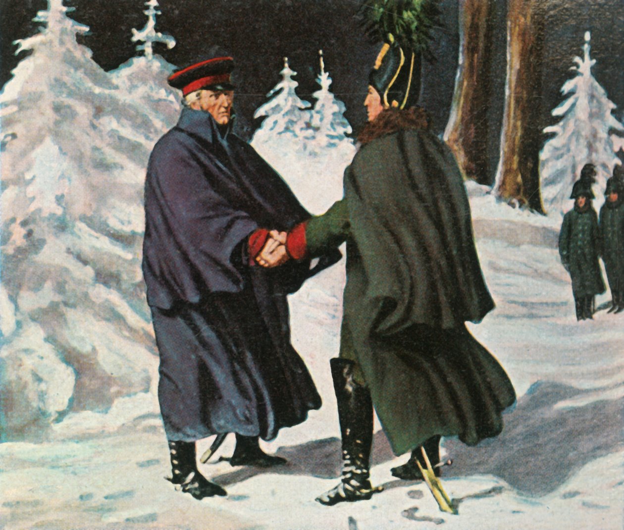 Yorkin tapaaminen venäläisen kenraali Diebitschin kanssa 25. joulukuuta 1812, 1936. tekijältä Unbekannt