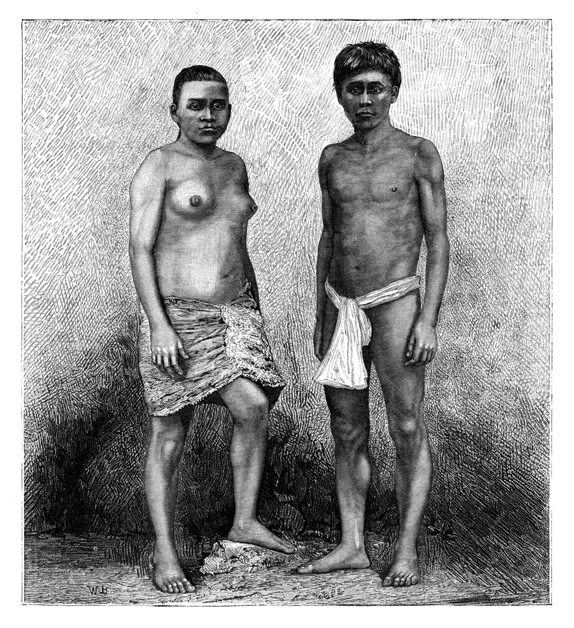 Nuoret talamanca-intiaanit, Keski-Amerikka, n. 1890 tekijältä Unbekannt