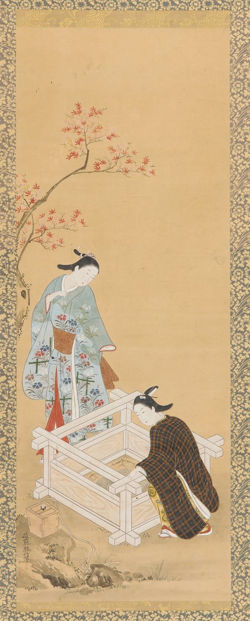 Nuoruus ja neito lähellä kaivoa, Edo-kausi, 1615-1868. tekijältä Unbekannt