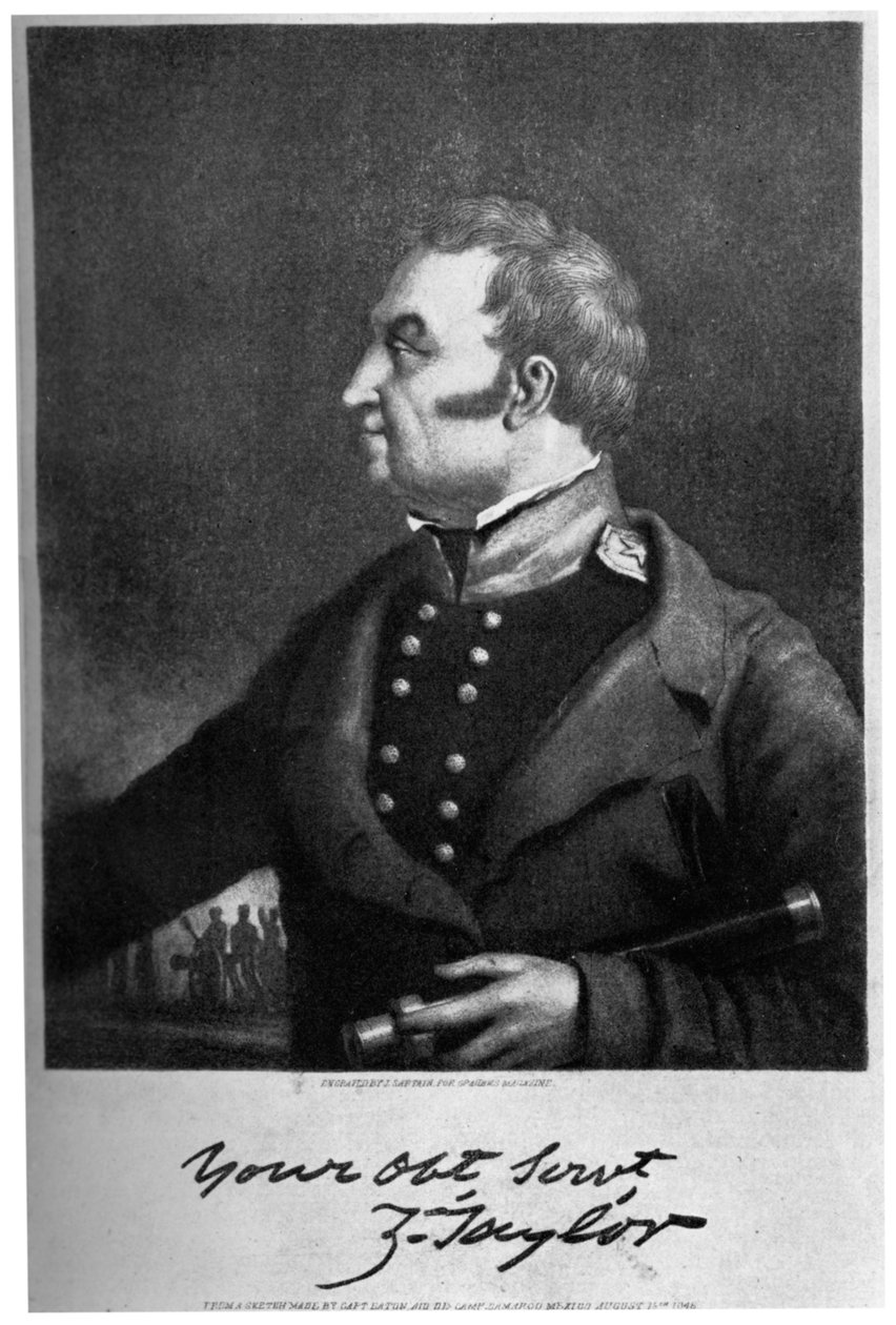 Zachary Taylor, amerikkalainen sotilasjohtaja ja poliitikko, c1846, 1908 tekijältä Unbekannt