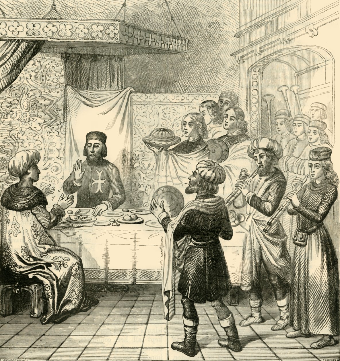 Zizim ruokailemassa Rodoksen suurmestarin kanssa, 1890. tekijältä Unbekannt