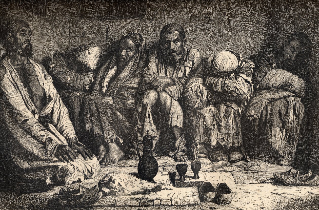 Oopiumluola Keski-Aasiassa, kuvitus teoksesta "Maailma käsissä", kaiverrettu Charles Laplante (k.1903), julkaistu 1878 tekijältä Unbekannt Unbekannt