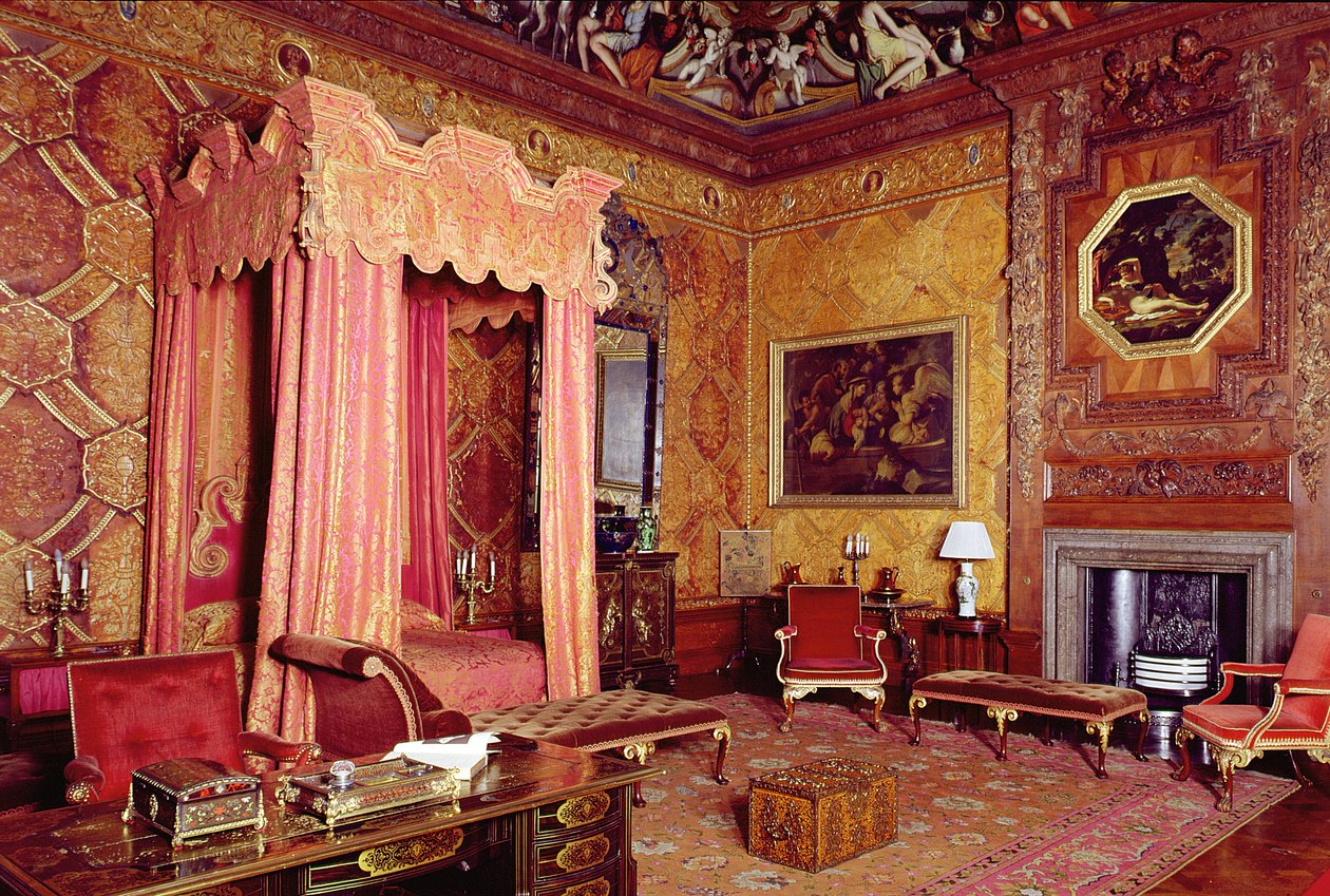 Chatsworth House, osavaltion makuuhuone 1687-1707, Derbyshire, Iso-Britannia tekijältä Unbekannt Unbekannt