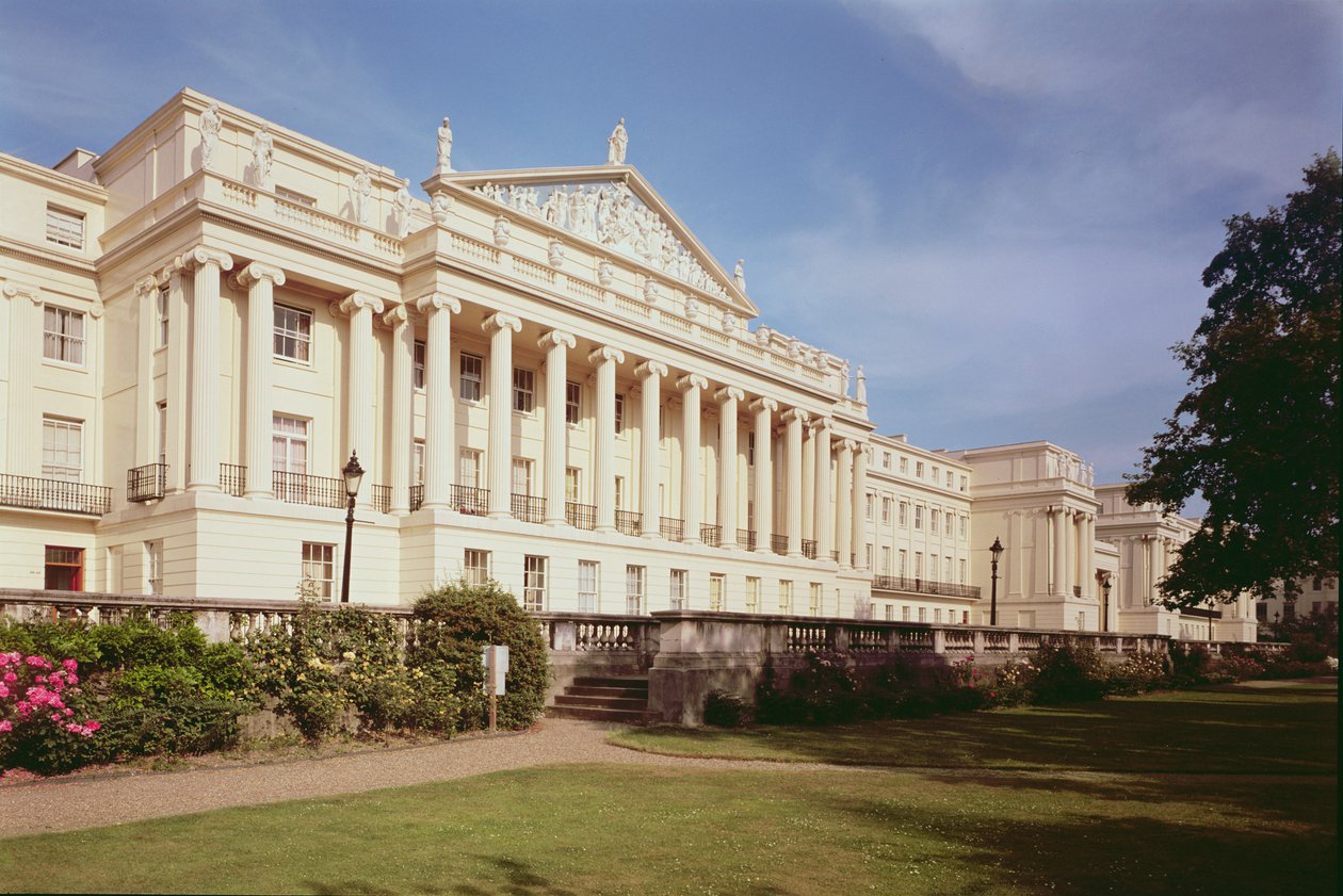 Cumberland Terrace 1827-28, suunnittelija John Nash (1752-1835) Regents Park, Lontoo, Iso-Britannia tekijältä Unbekannt Unbekannt