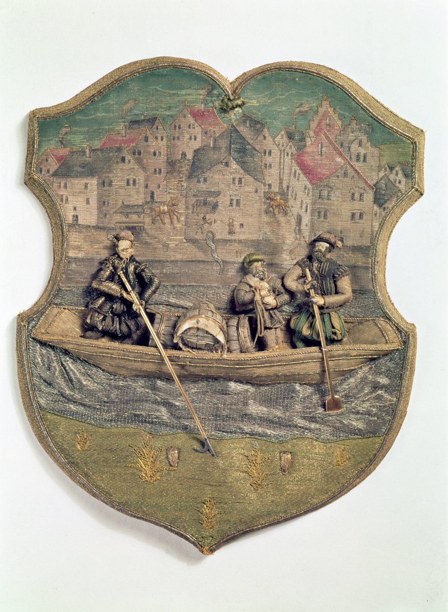 Brodeerattu kiltasymboli, jonka toteuttaja Wolf Popp, Passau, n. 1574-5 tekijältä Unbekannt Unbekannt
