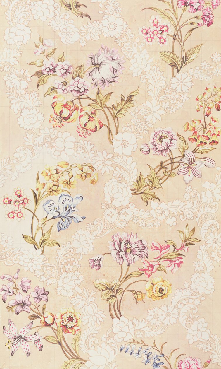 Kukkakuviointi pioneilla, liljoilla ja ruusuilla Spitalfieldsin silkille, kirjoittanut Anna Maria Garthwaite (1690-1763), 1744 tekijältä Unbekannt Unbekannt