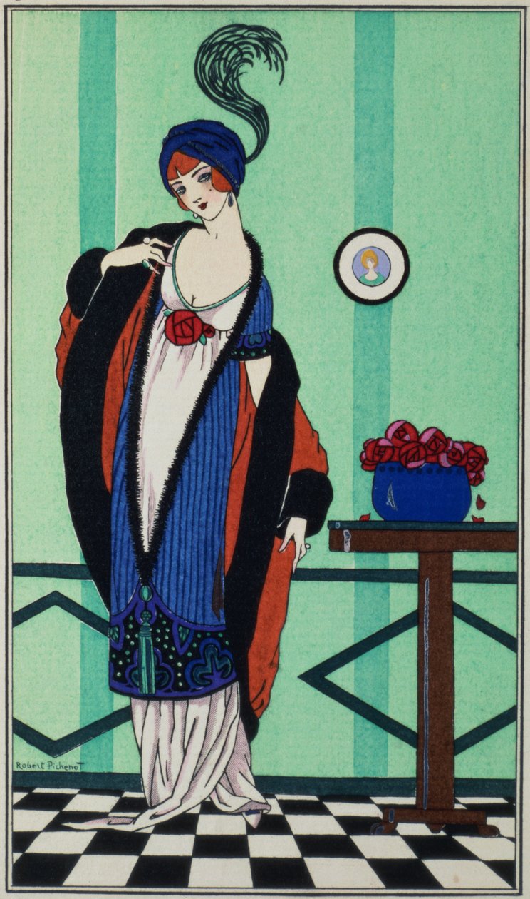 Turkistakki, jossa musliinitunika Robert Pichenotin Costumes Parisiensista, 1913 tekijältä Unbekannt Unbekannt