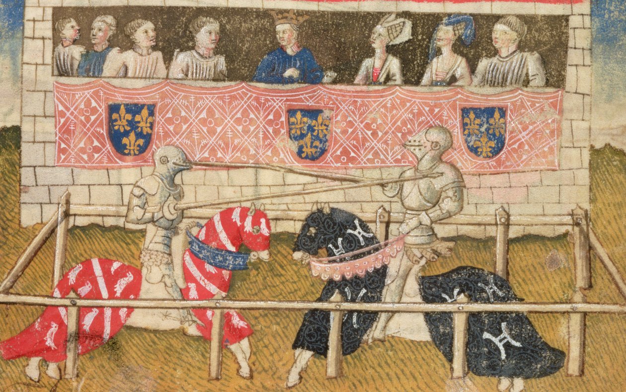 John Chalon Englannista ja Lois de Beul Ranskasta Turnajaiset, Royal Armory Manuscript, 1448 tekijältä Unbekannt Unbekannt