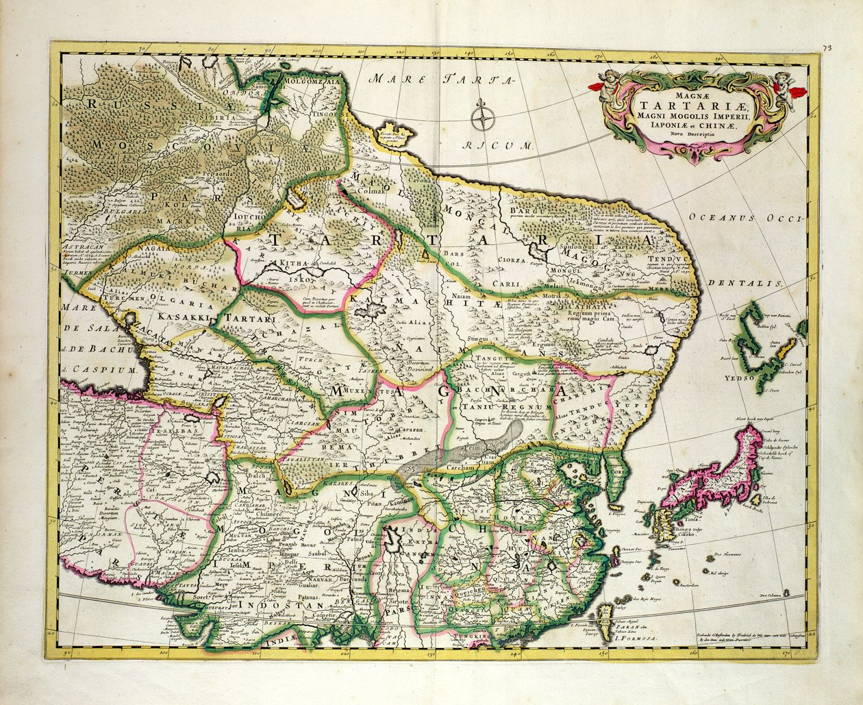 Mongolian kartta, jossa näkyy osa Venäjästä, Japanista ja Kiinasta, noin 1680, kirjoittanut Frederick de Wit tekijältä Unbekannt Unbekannt