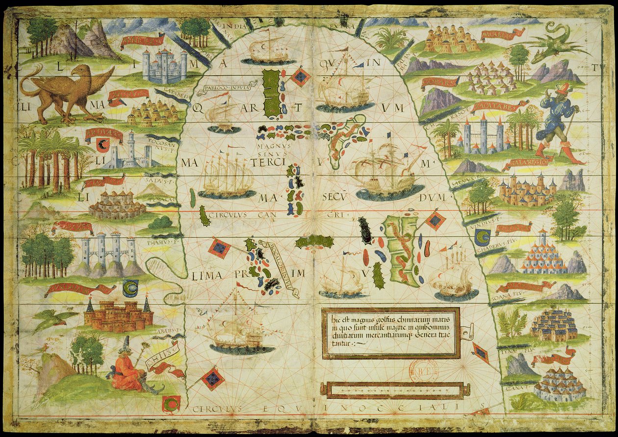 Kiinan meren kartta, joka on peräisin Pedro ja Jorge Reinelin Miller Atlasista ja Lopo Homemista vuonna 1519 tehdystä faksimilesta tekijältä Unbekannt Unbekannt