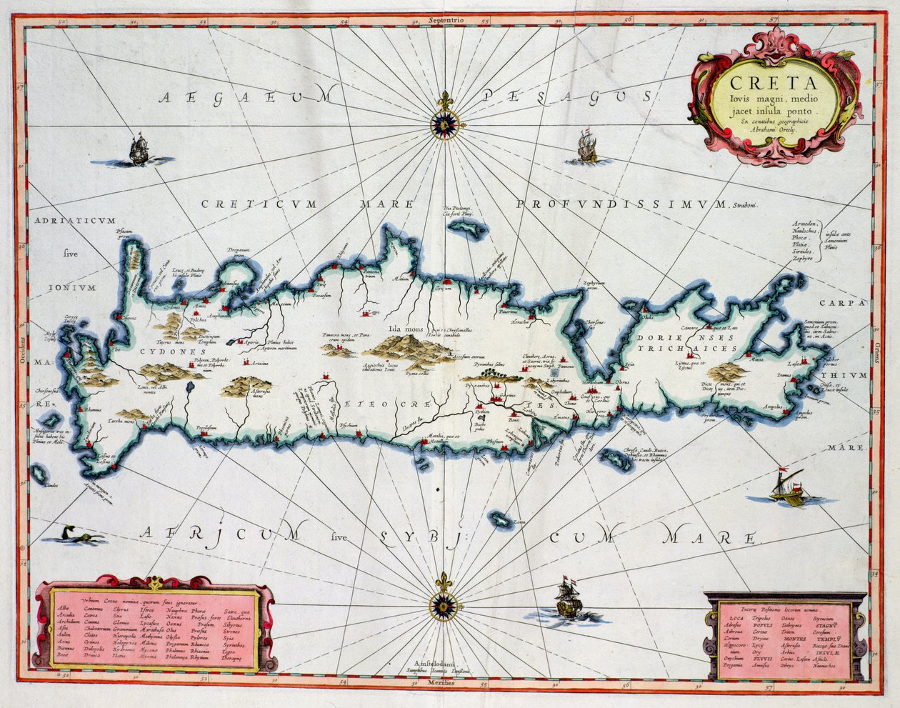 Kartta, jossa näkyy Kreetan saari, noin 1570, kirjoittanut Abraham Ortelius (1527-98) tekijältä Unbekannt Unbekannt