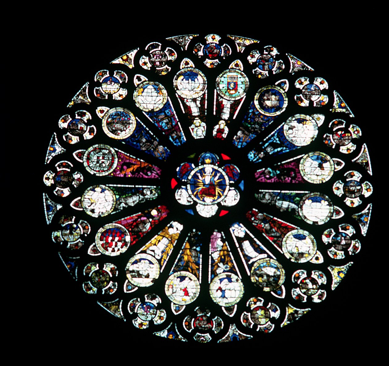 North Rose Window, 1200-luvun kivityö, 1400-luvun puolivälin lasi tekijältä Unbekannt Unbekannt