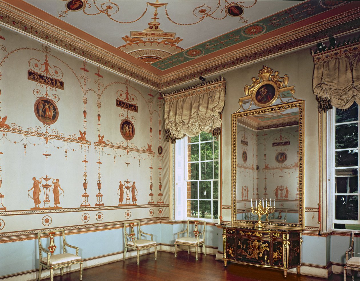 Osterley Park, Etruscan Room, jonka rakensi Robert Adam (1728-92) aloitti vuonna 1761, Middlesex, Iso-Britannia tekijältä Unbekannt Unbekannt