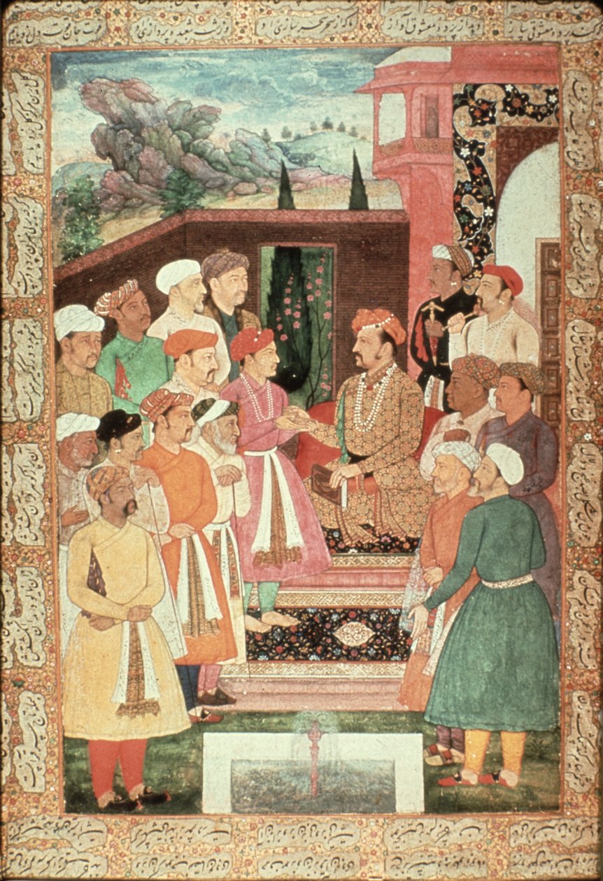 Parviz vastaanottaa yleisönsä, Jahangir School, Mughal tekijältä Unbekannt Unbekannt