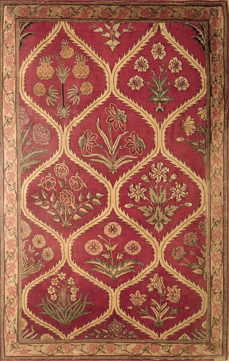 Persialainen tai turkkilainen matto, 1500-1600-luku (villakasa silkkiloimella) tekijältä Unbekannt Unbekannt