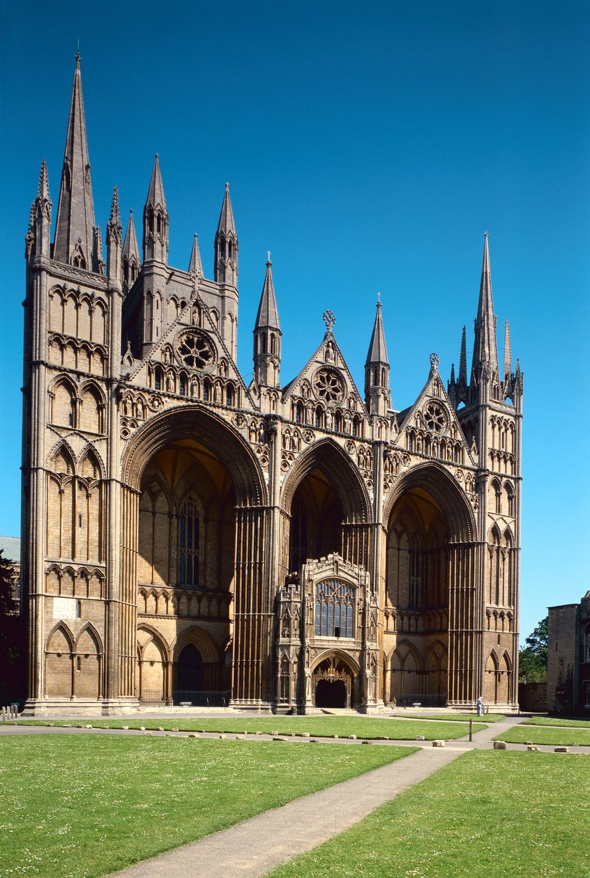 Peterboroughin katedraali, englantilainen koulu, (1200-luku), länsirintama, rakennettu n. 1200-10, Cambridgeshire, Iso-Britannia tekijältä Unbekannt Unbekannt