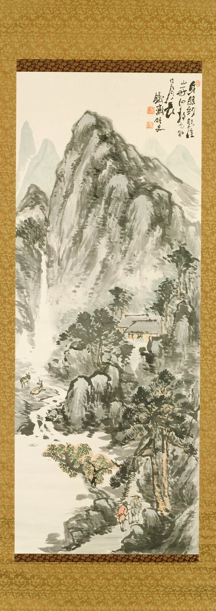 Tessai Tomiokan (1836-1924) retreat in the mountains (värillinen puupainatus) tekijältä Unbekannt Unbekannt