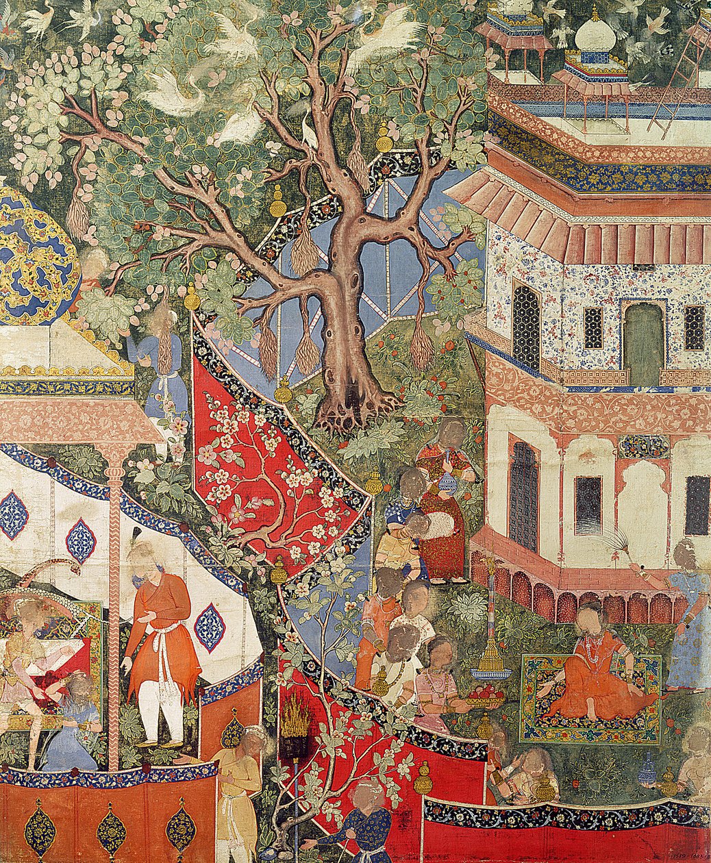 Rustam löytää tytön, joka on pettänyt rakkautensa Mihr Afruzille, "Hamzanamasta" (Hamzan kirja) Intiasta tai Pakistanista, n. 1562-77 (läpinäkymätön wc puuvillalla) tekijältä Unbekannt Unbekannt