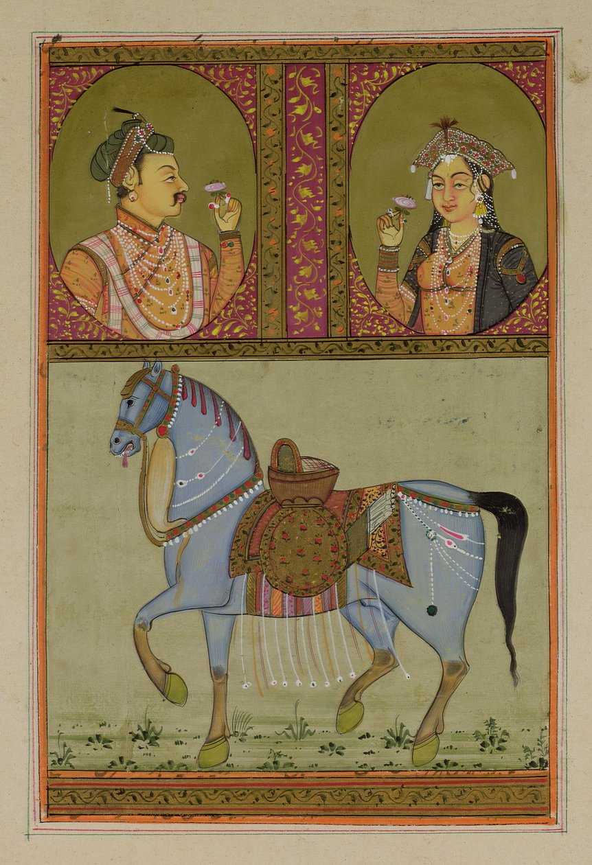 Shah Jahan (1592-1666) ja Muntaz Mahal, hänen vaimonsa (k.1629), Mughal tekijältä Unbekannt Unbekannt
