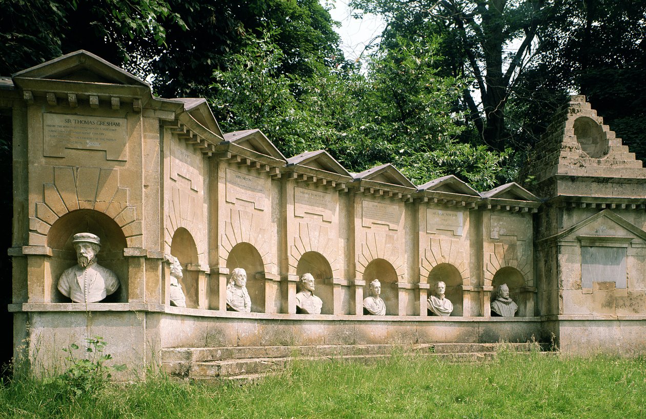 Stowe, William Kent (1684-1748), Temple of British Worthies, n. 1735, Buckinghamshire, Iso-Britannia tekijältä Unbekannt Unbekannt