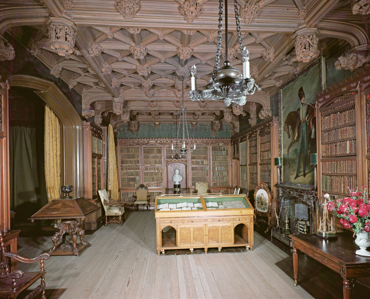 Kirjasto, Abbotsford House, Melrose, rakennettu uudelleen n. 1822 tekijältä Unbekannt Unbekannt