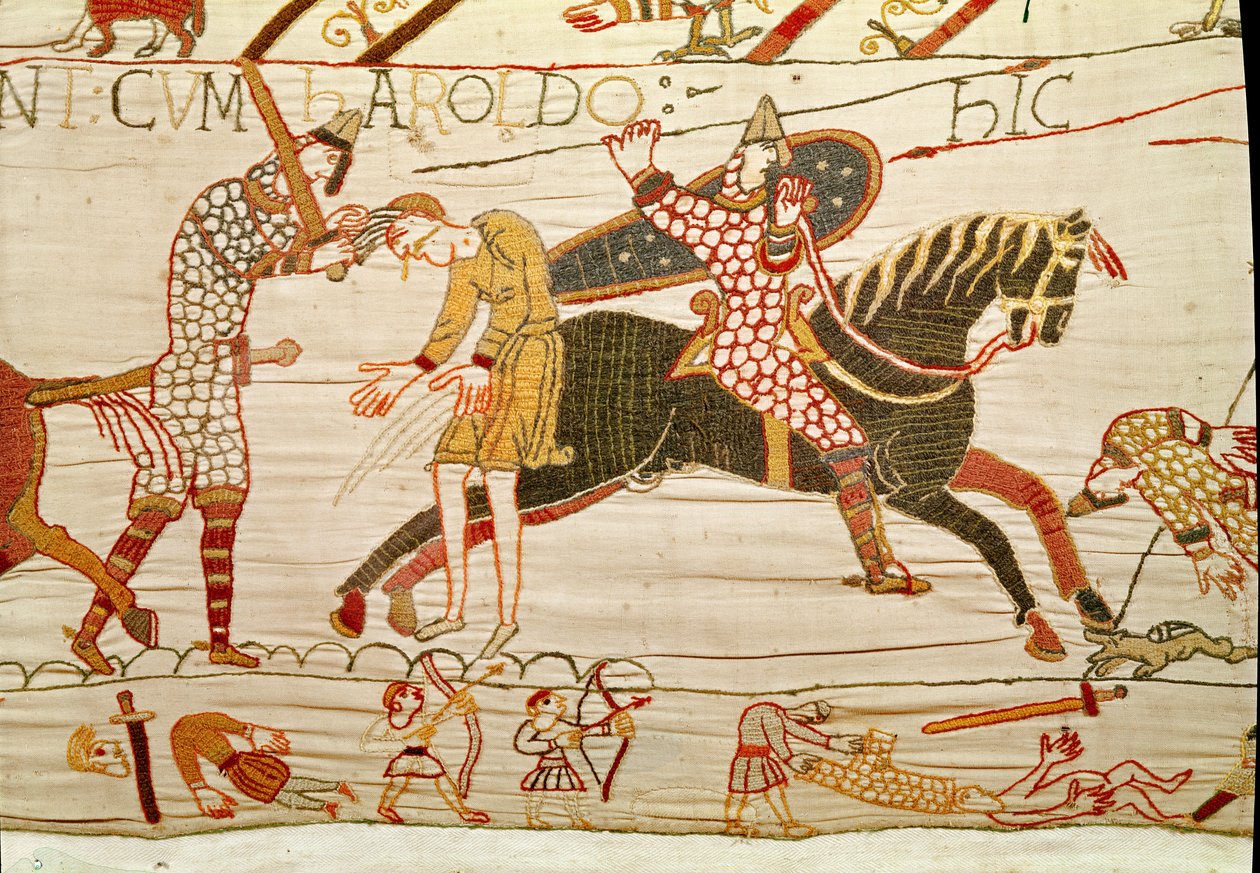 Normanit tappavat Haroldin miehet, Bayeux Tapestry tekijältä Unbekannt Unbekannt