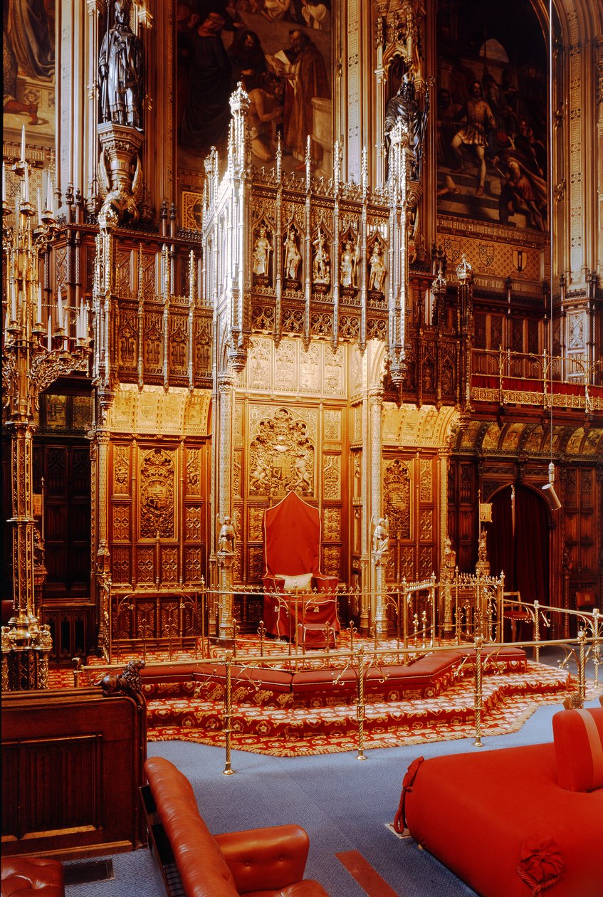 Suvereigns Throne House of Lordsissa, Westminster, rakennettu noin 1844 tekijältä Unbekannt Unbekannt