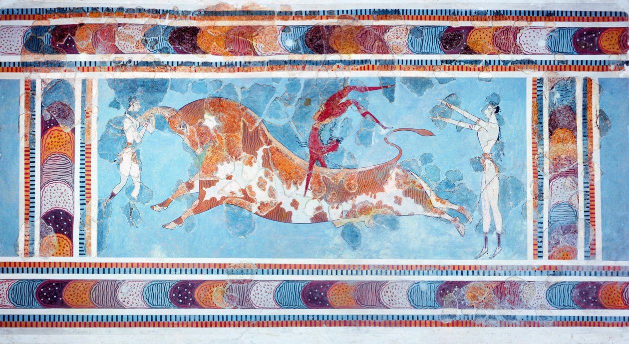 Toreador-fresco, Knossoksen palatsi, Kreeta, noin 1500 eaa tekijältä Unbekannt Unbekannt