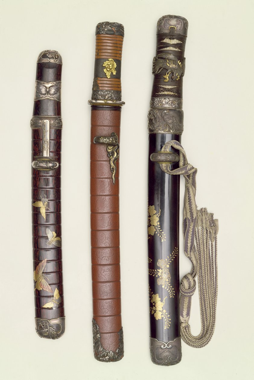 Kolme Meiji-kauden Aikichi Tantoa (miekkaa), 1800-luvun lopulla tekijältä Unbekannt Unbekannt