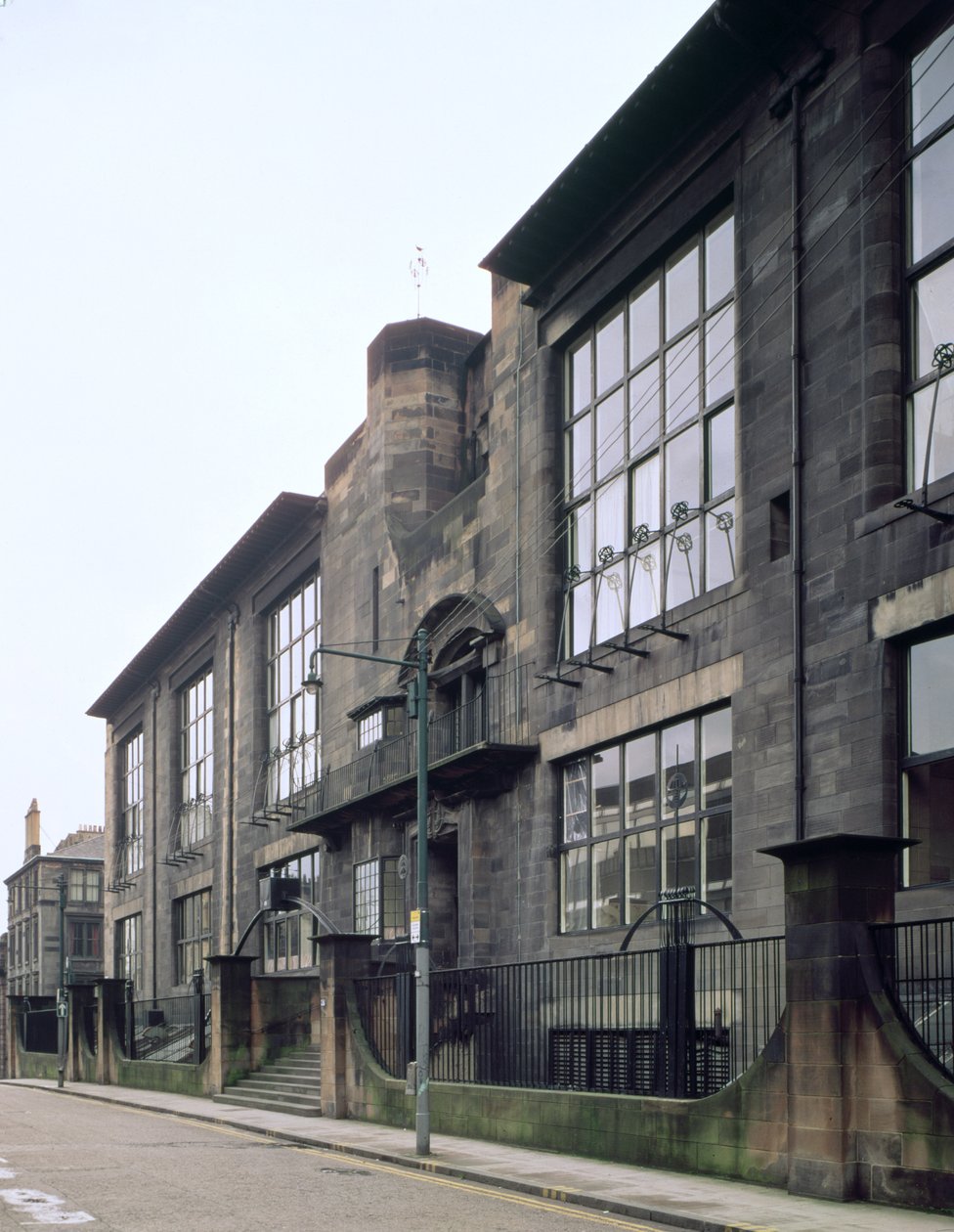 Näkymä Glasgow School of Artista, jonka rakensi 1897-1909 Charles Rennie Mackintosh, (1868-1928); Skotlanti, Iso-Britannia tekijältä Unbekannt Unbekannt