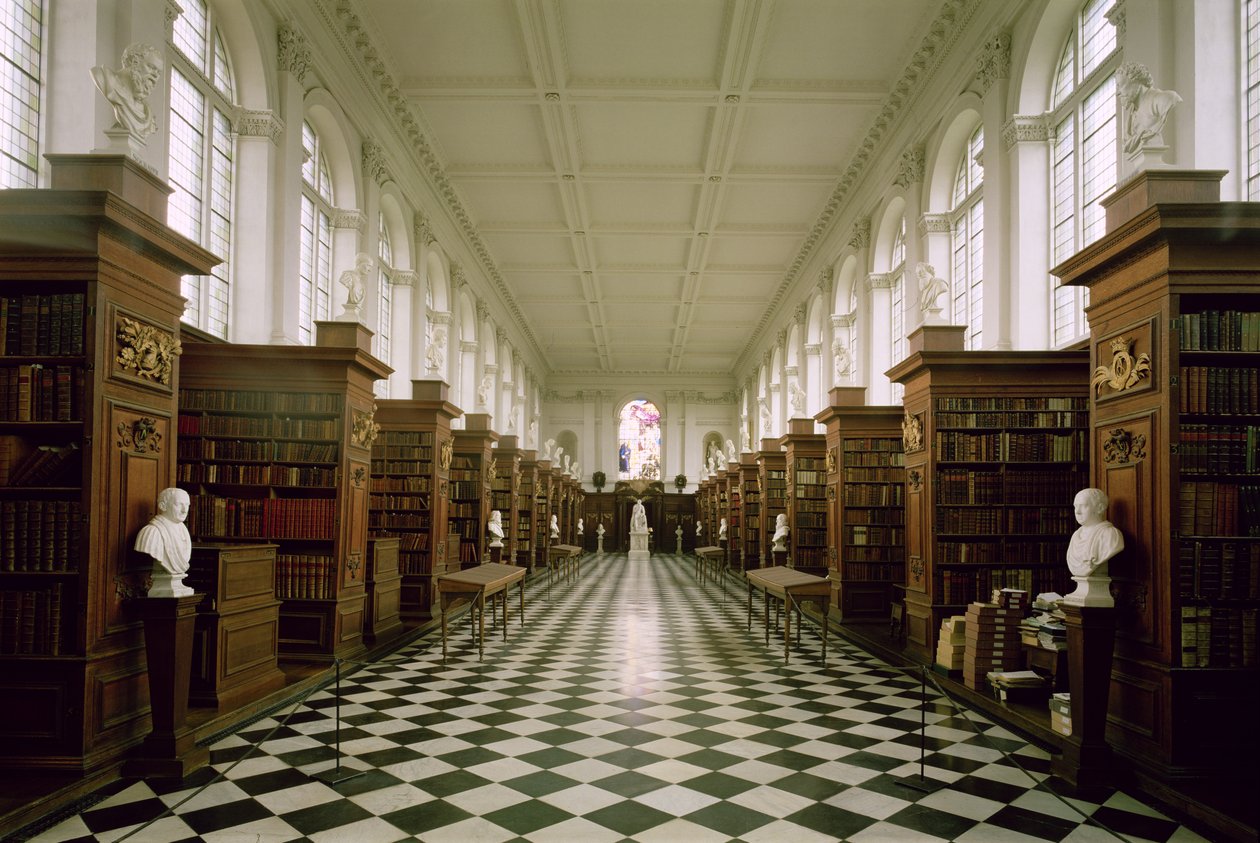 Wren Library, sisäkuva, 1676-84, rakentaja Sir Christopher Wren, Trinity College, Cambridge, UK (1632-1723) tekijältä Unbekannt Unbekannt
