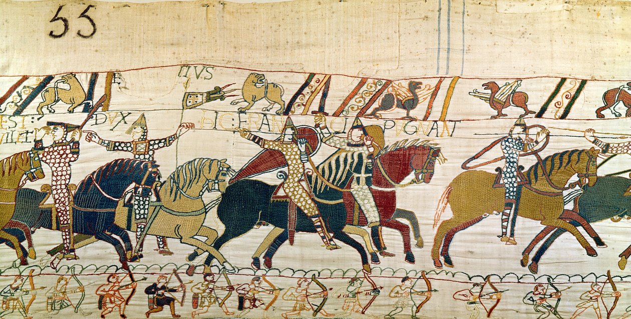 Duke William näyttää kasvonsa armeijalleen, Bayeux Tapestrylle tekijältä Unbekannt Unbekannt