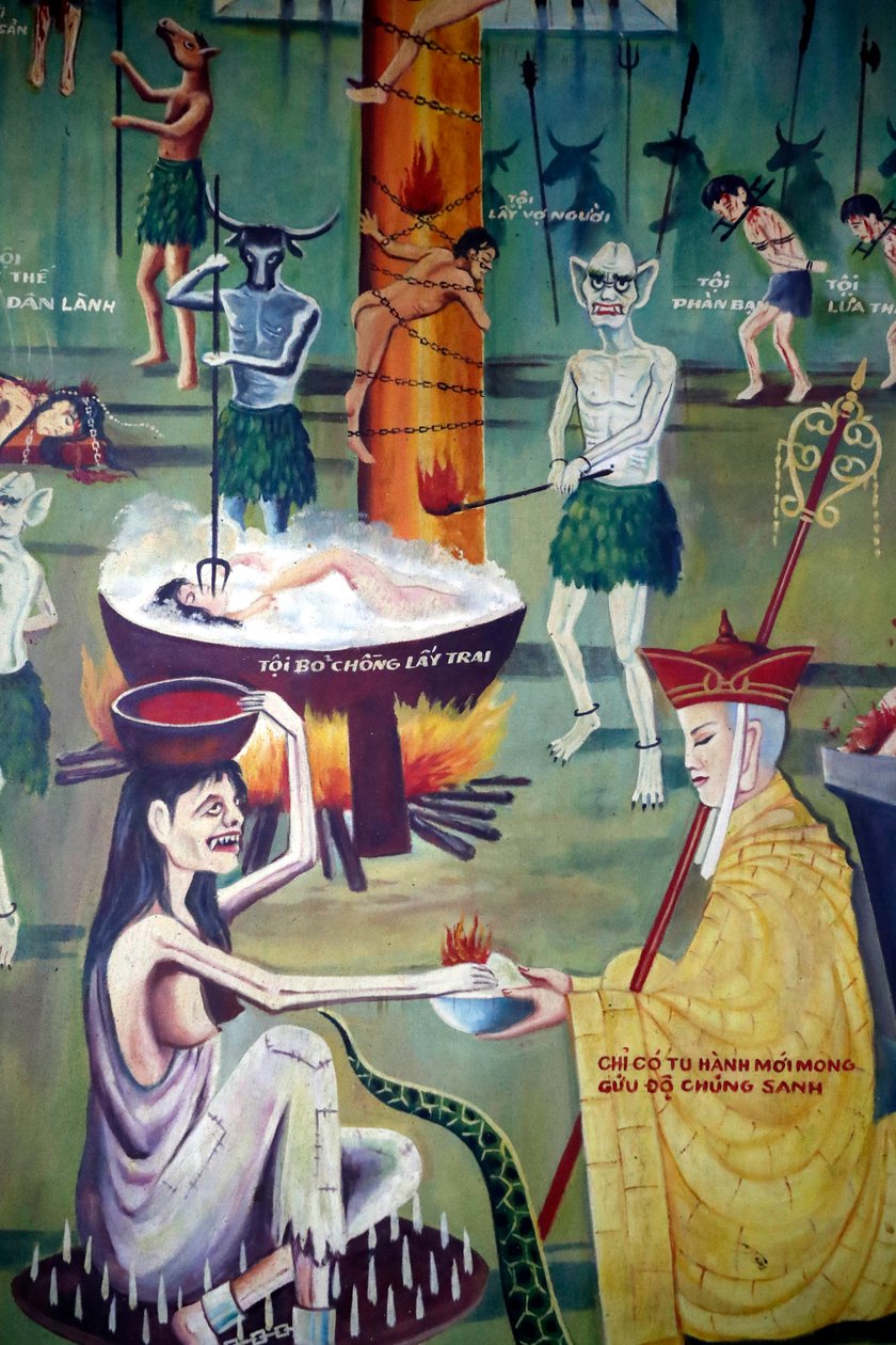 Phu Longin buddhalainen temppeli, buddhalainen kiirastuli, maalaus, Ho Chi Minh City, Vietnam tekijältä Unbekannt Unbekannt