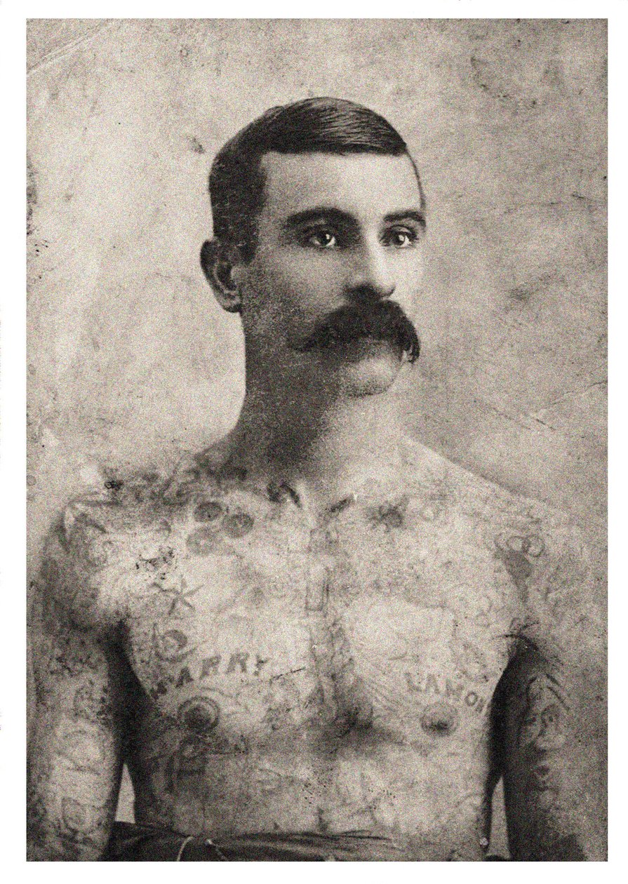 Muotokuva tatuoidusta brittisotilasta, n. 1909 tekijältä Unbekannt Unbekannt