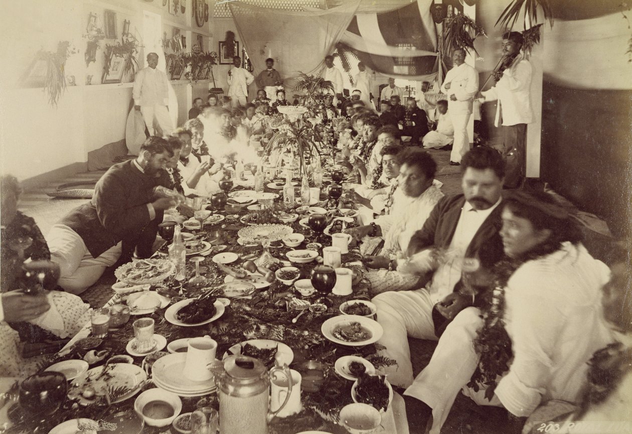 Kuninkaalliset juhlat kuningas Kalakanan venetalossa, n. 1875 tekijältä Unbekannt Unbekannt
