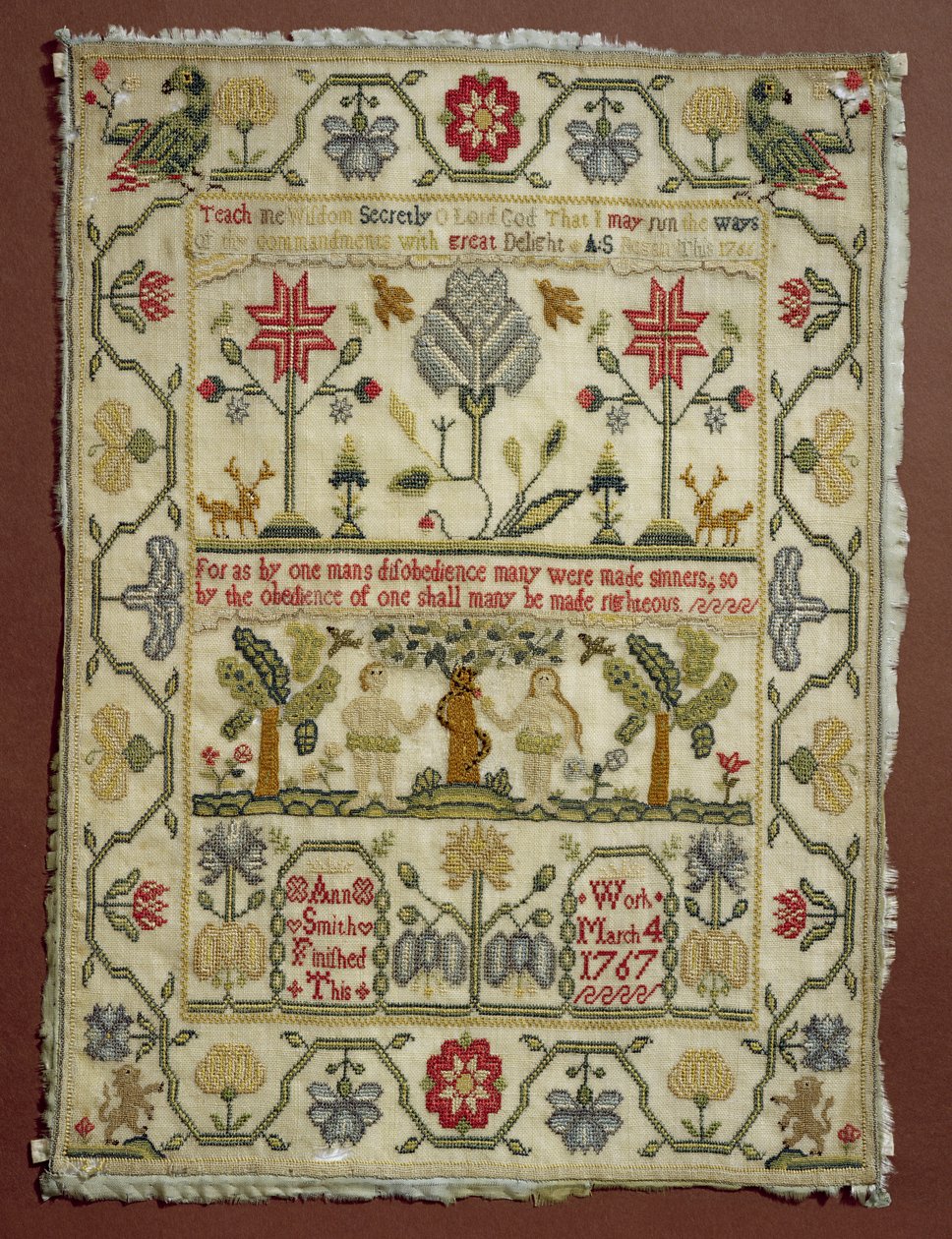 T.37-1938 Sampler, 1766-67, kirjoittanut Ann Smith, englanti tekijältä Unbekannt Unbekannt