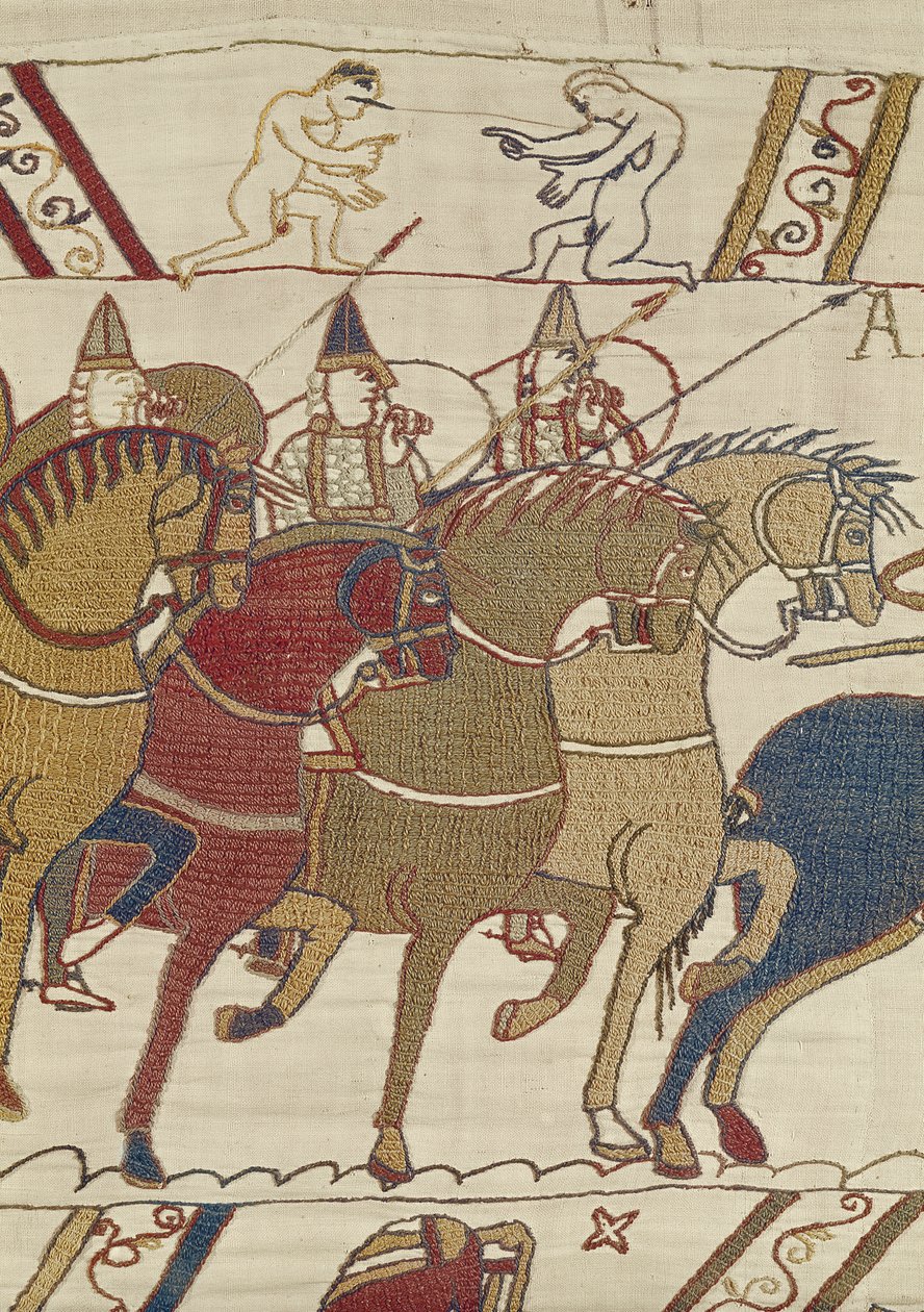 Normanit lähtivät Hastingsista hyökkäämään Haroldin kimppuun, Bayeux Tapestryyn tekijältä Unbekannt Unbekannt