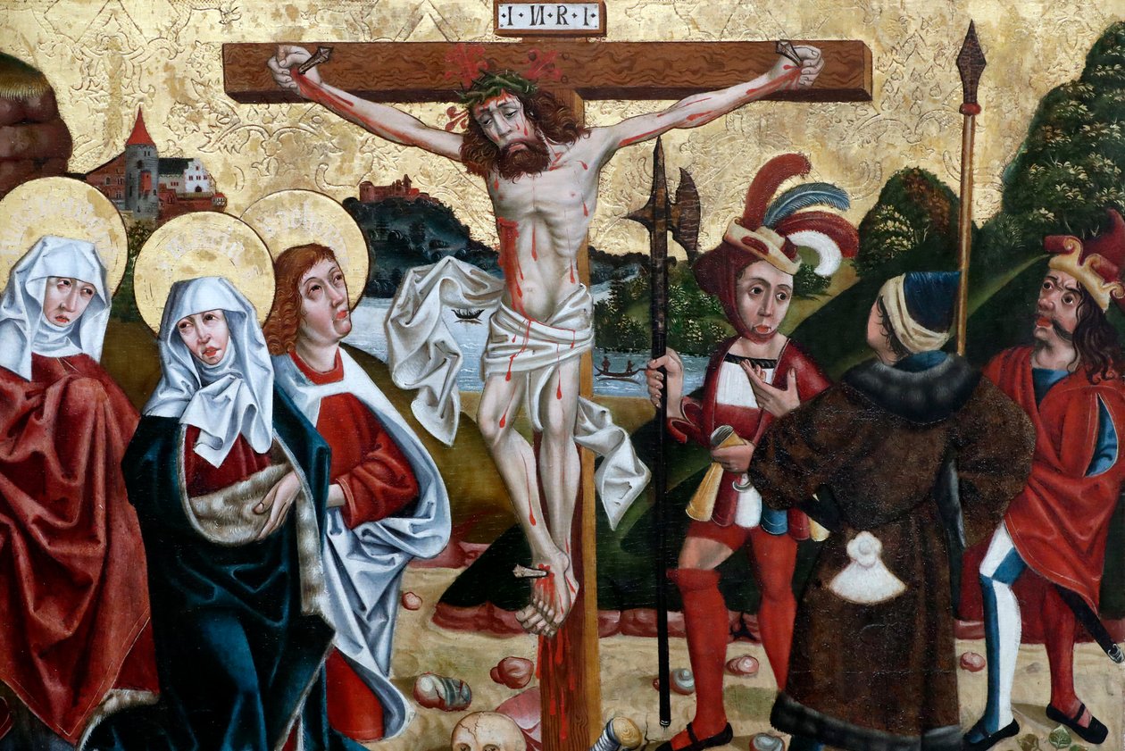 Unterlindenin museo, Kristus kärsimyksessään, ristiinnaulitseminen, öljy puulevylle, 1400-luku, öljy puulevylle, Martin Schongauer, 1400-luvun loppu, Colmar, Ranska tekijältä Unbekannt Unbekannt